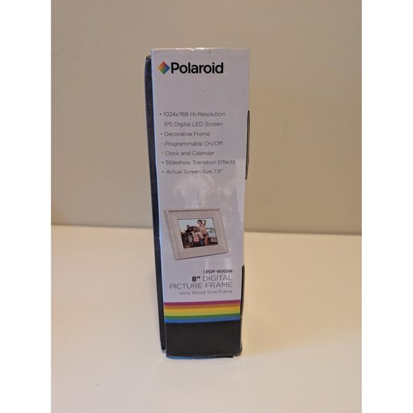 Polaroid 8" Digital Picture Frame With Ivory Wood Tone High-Resolution IPS LED S - Picture 2 of 8